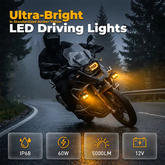 ⏰Dual-Color LED Motorcycle Spotlight