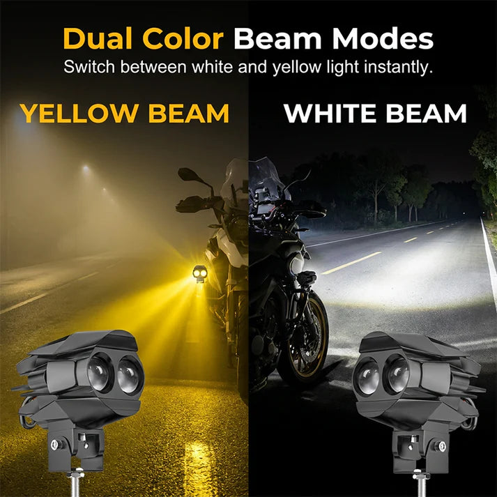 ⏰Dual-Color LED Motorcycle Spotlight